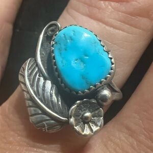 925 STERLING NATIVE TURQUOISE RING VINTAGE